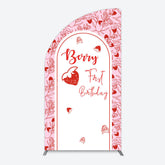 Aperturee - Aperturee Sweet Strawberry Cute First Birthday Half Moon Arch Backdrop